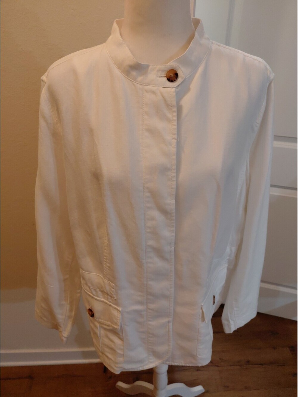 Talbots Jacket White Petite 2X Excellent Condition Linen Cotton Blend #161